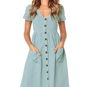 Short sleeve V-neck button T-Shirt Dress